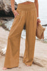 Smocked Wide Waistband High Waist Wide Leg Pants